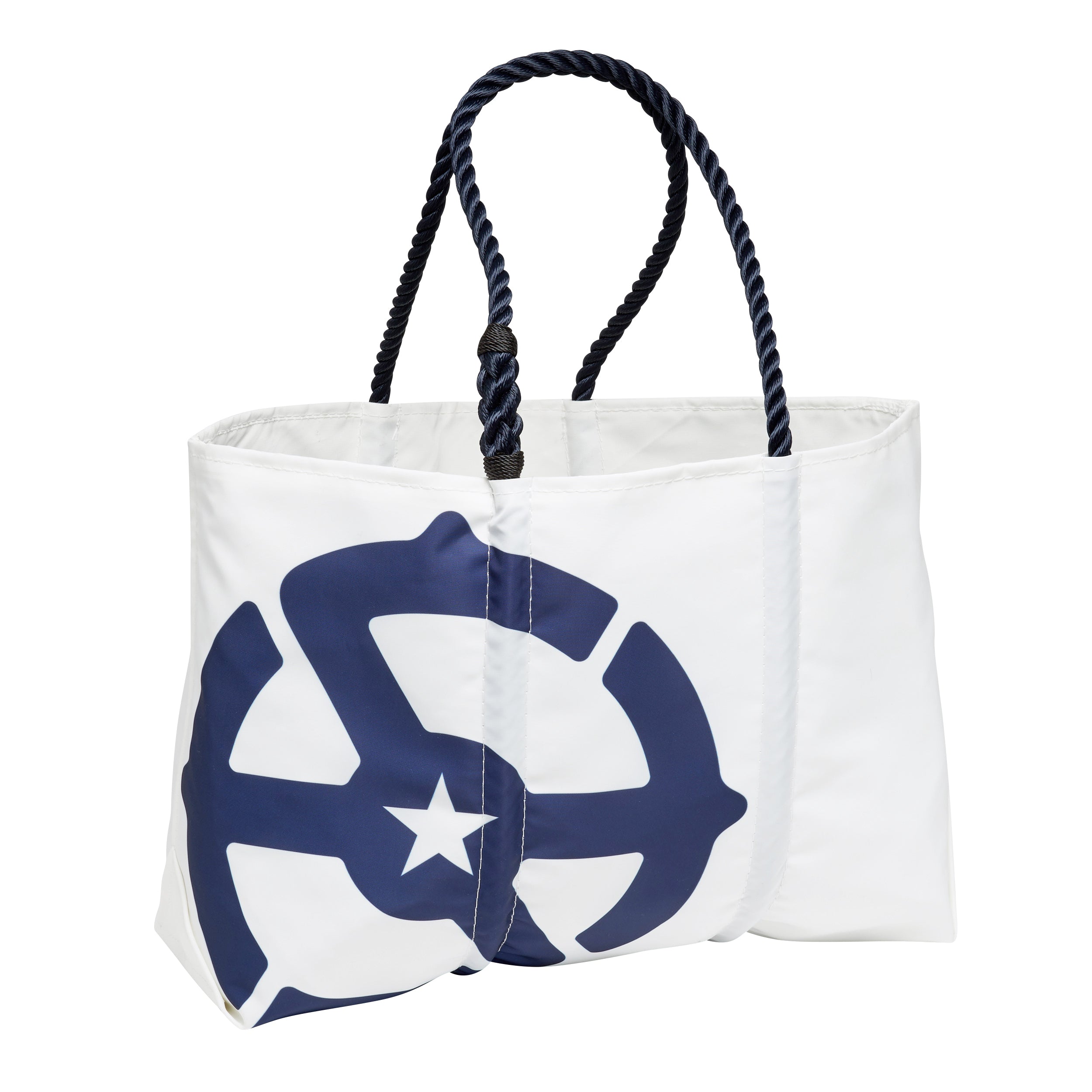 Sea Bags Recycled Sail Cloth Navy Anchor Tote X-Large